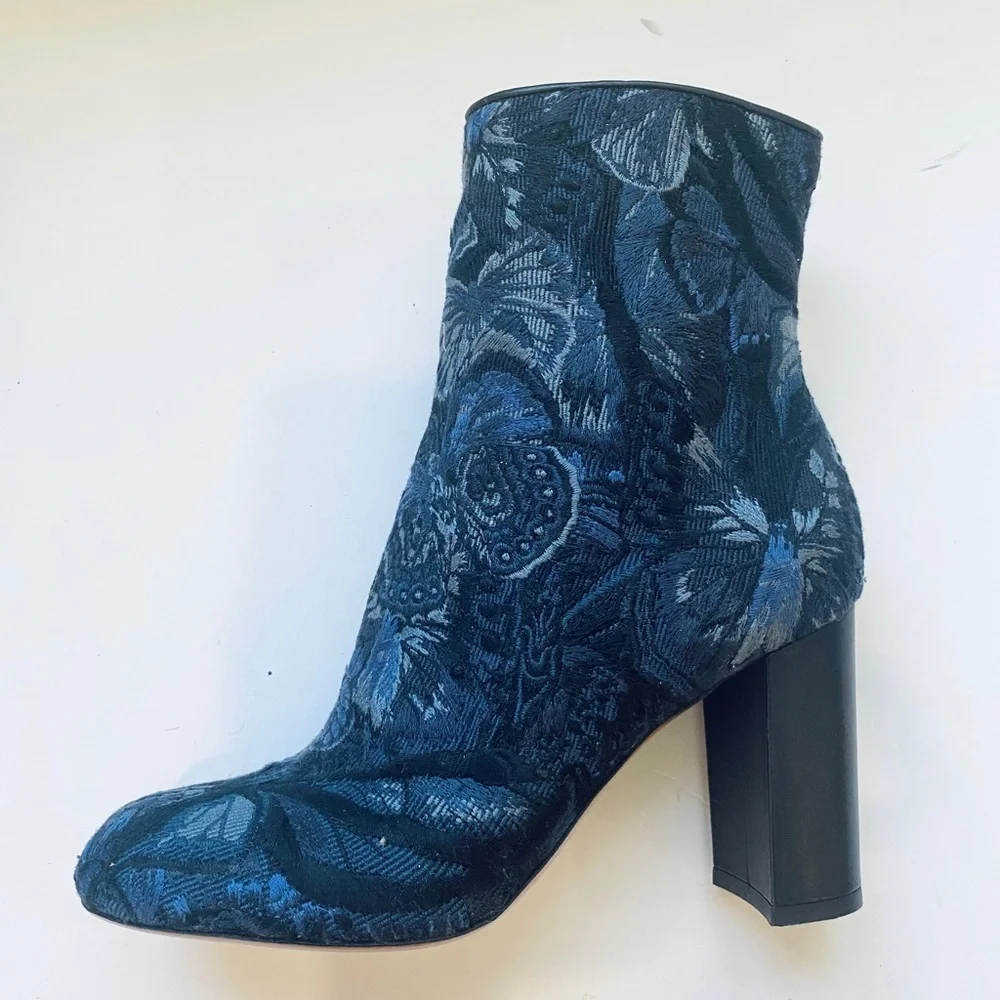 Valentino blue floral tapestry ankle boots - Picture 4 of 12